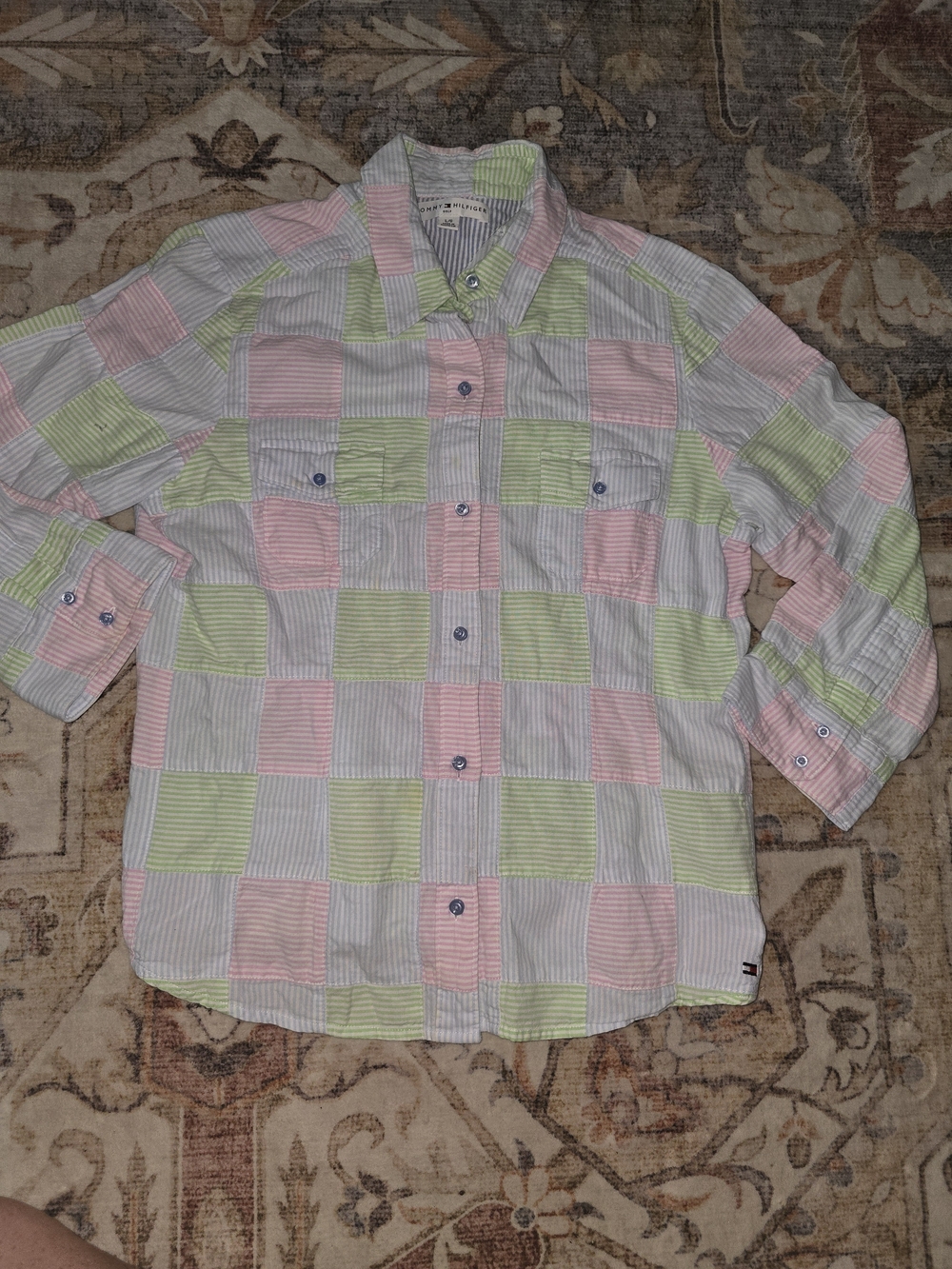 Tommy Hilfiger Pastel Check Button-Down Shirt - Pink & Green